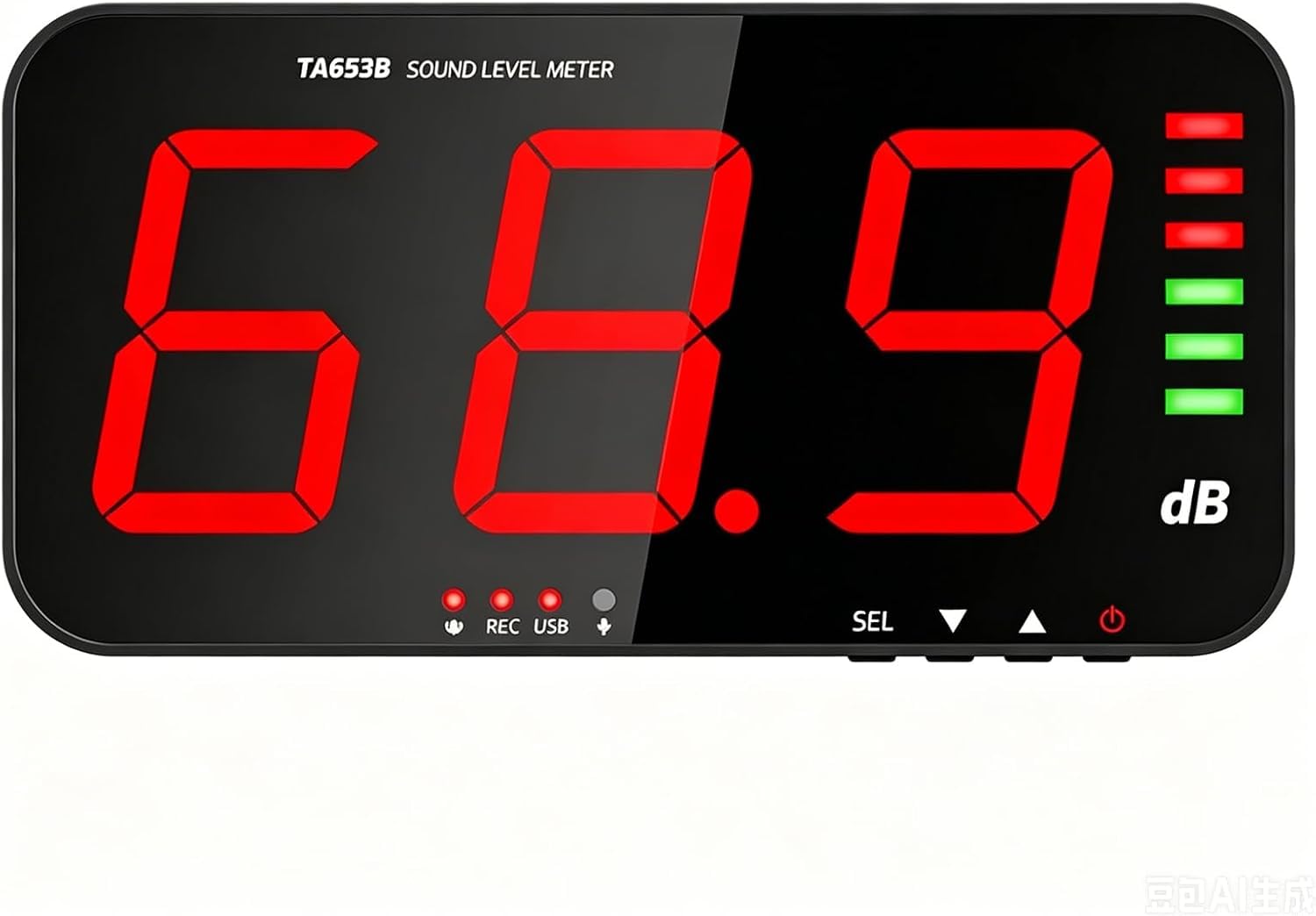 Dezibel Messgerät 30-130dB Schallpegelmessermit LED-Alarm, Datenlogger