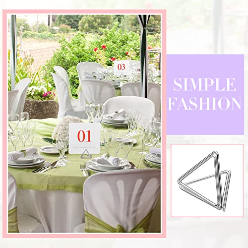 Image of Epakh 100 Pcs Place Card Holder for Table Card Holders for Wedding Triangle Shape Table Number Picture Clips Stand for Centerpiece Anniversary Party (Silver)