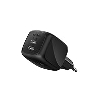 Belkin Caricatore USB C a 2 Porte 50W, Carica Batterie Cellulare USBC GaN a 2 Porte