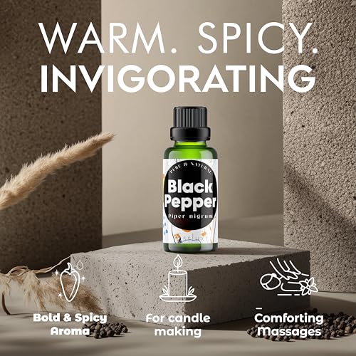 Image of Esslux Black Pepper Essential Oil - 100% Pure Natural Black Pepper Oil for Aromatherapy, Diffuser & Skin | Spicy, Warm Aroma Ideal for Massage & Soap Making - Therapeutic Grade - 30 ML