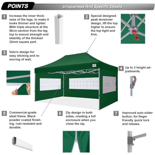 Image of ABCCANOPY Pop up Canopy Tent with Elegant Church Window 8x12,Forest Green
