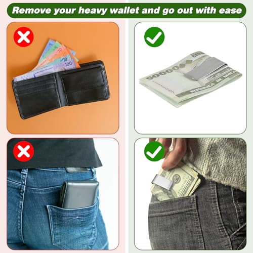 12 Pcs Mens Money Clips Cash Clip Men Money Clips for Cash Stainless Steel Credit Card Clip Metal Money Clip Slim Cash Wallet Money Clip for Men Front Pocket Minimalist Wallet Clip3