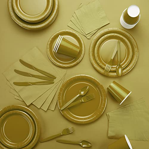 Amcrate Disposable Paper Plates Gold, 6 3/4 Inches Paper Dessert Plates, Strong And Sturdy Disposable Plates For Party, Dinner, Holiday, Picnic, Or Travel Party Plates, Pack Of 50 #TOP6