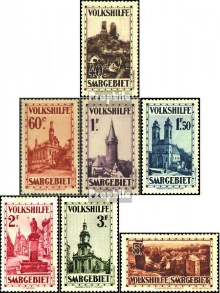 Sellos Prophila Collection SAAR 161-167 con charnela de 1932 sobre Castillos y Iglesias