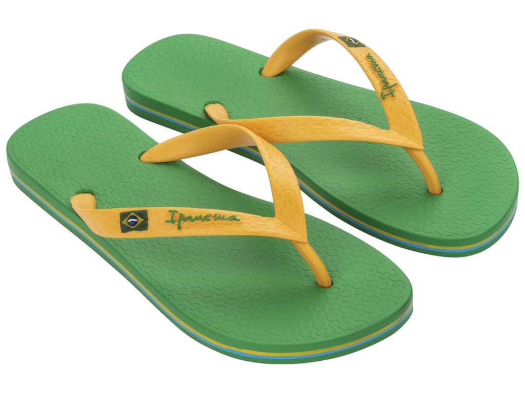 Ipanema CLAS Brasil II Ad Men's Flip Flops, Green yellow, 7.5 UK