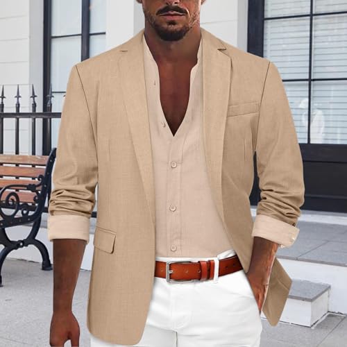 Men's Slim Fit Blazer Lightweight Single Button Stretch Jacket Casual Business Fall Winter Office Suit Jackets2