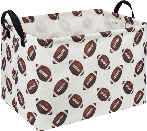 Image of Rectangle Rugby Storage Basket with Handles, Collapsible Storage Bin, Cute Books Box,Room Decor(Rugby)