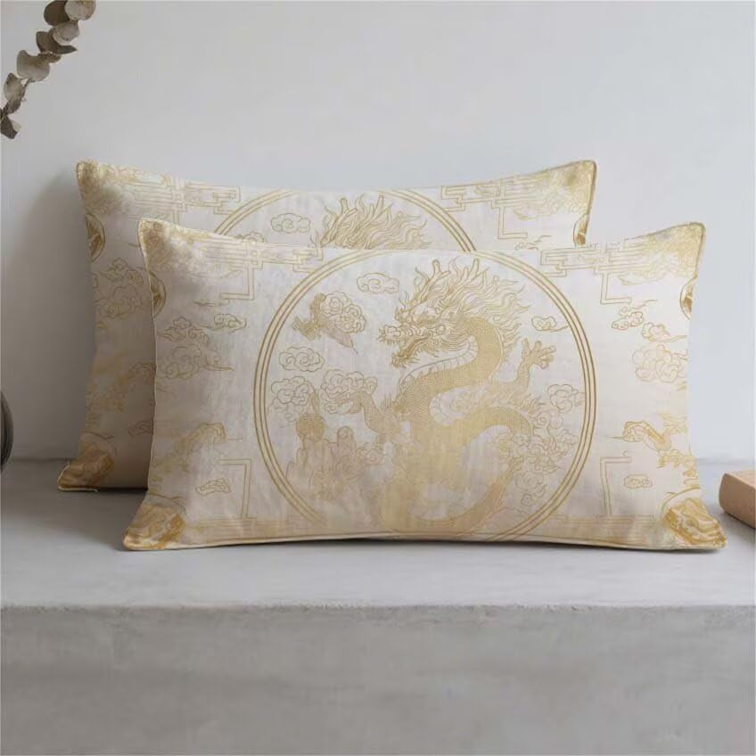 Housse de coussin lin imperméable dorée rectangulaire 80x100cm avec impression double face - 3