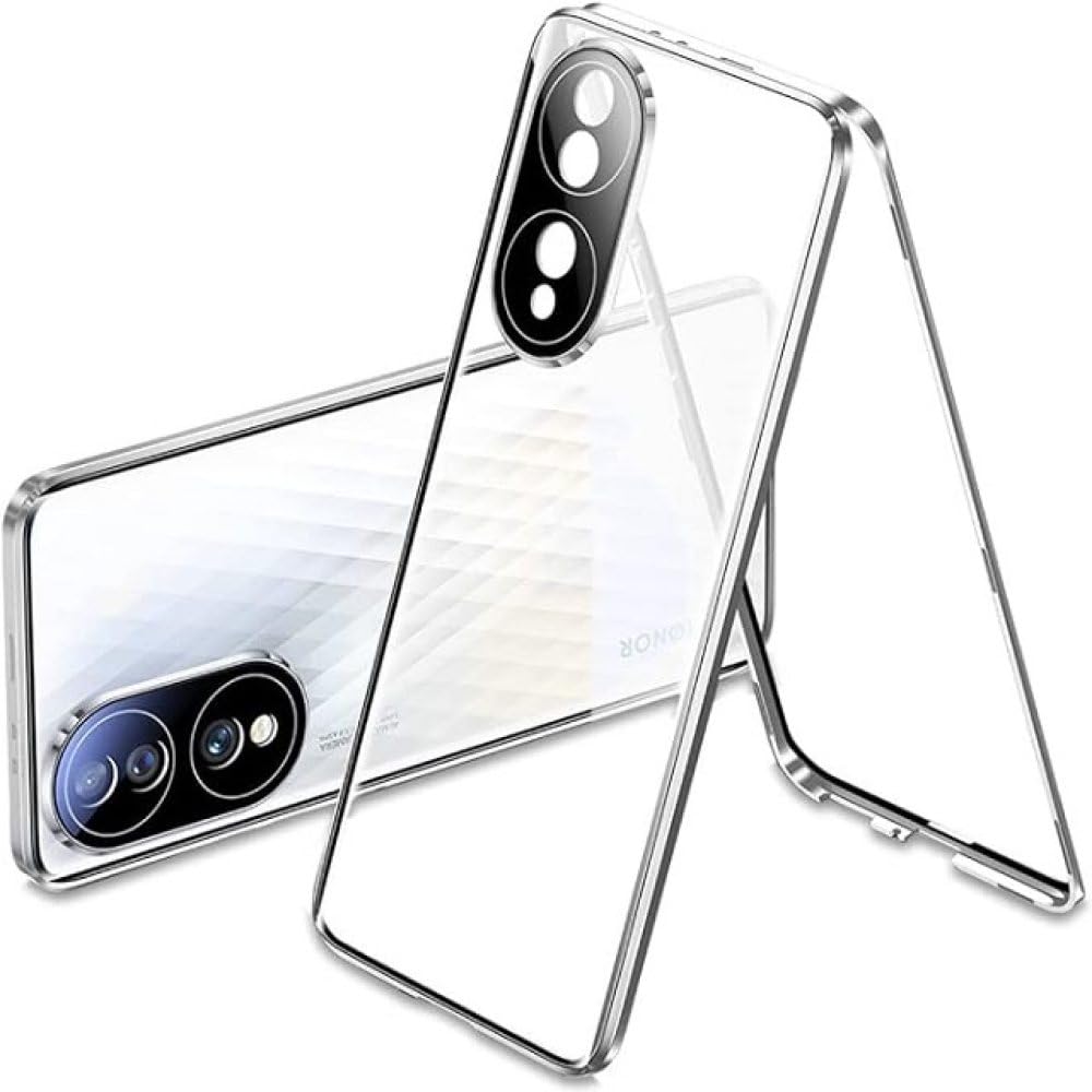 Magnétique pour Huawei P50 P60 P30 Pro Couvercle en Verre Double Face Mate 60 30 40 50 Pro pour Honor 60 50 Pro Étui de téléphone en métal à 360 degrés, Argent, pour Huawei Mate 30 Pro