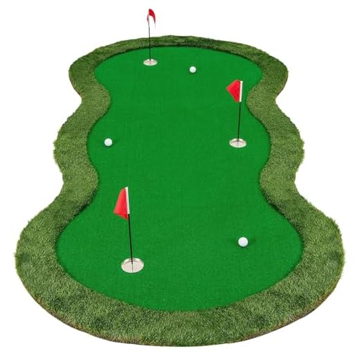 LIFEZEAL Golf Practice Mat 150 x 300 cm, Putting Mat with 3 Holes and Balls, Training Aid Golf Training for Indoor and Outdoor Use