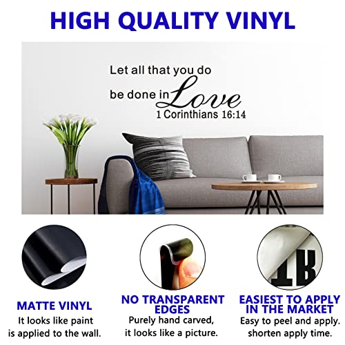Wall Decals For Bedroom, Love Wall Decor, (Easy To Install), Wall Stickers Quotes Women Bible Verse Religious Scripture Christian Biblical Prayer God Faith Inspirational, Couples Romantic Marriage Positive Poster Family Word Sayings Sign Art Home Vinyl, Let All That You Do Be Done In Love 23"X9" #TOP1
