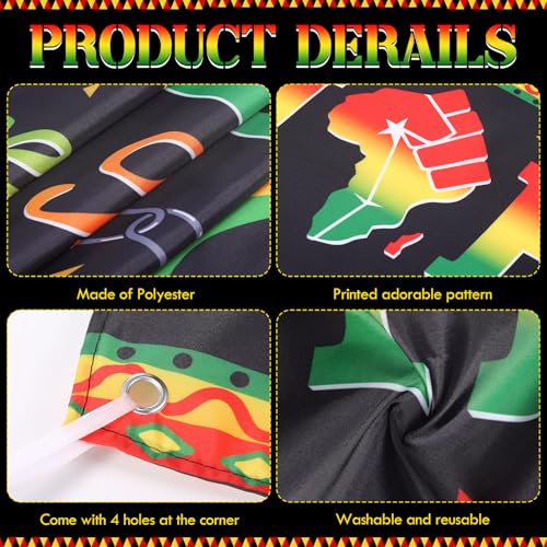 Image of Tiamon 3 Pcs Juneteenth Decorations Happy Juneteenth Banner with Bunting Fan Flag Africa America Pleated Half Fan Banner Freedom Day Party Supplies Backdrop for Outdoor Porch Garden