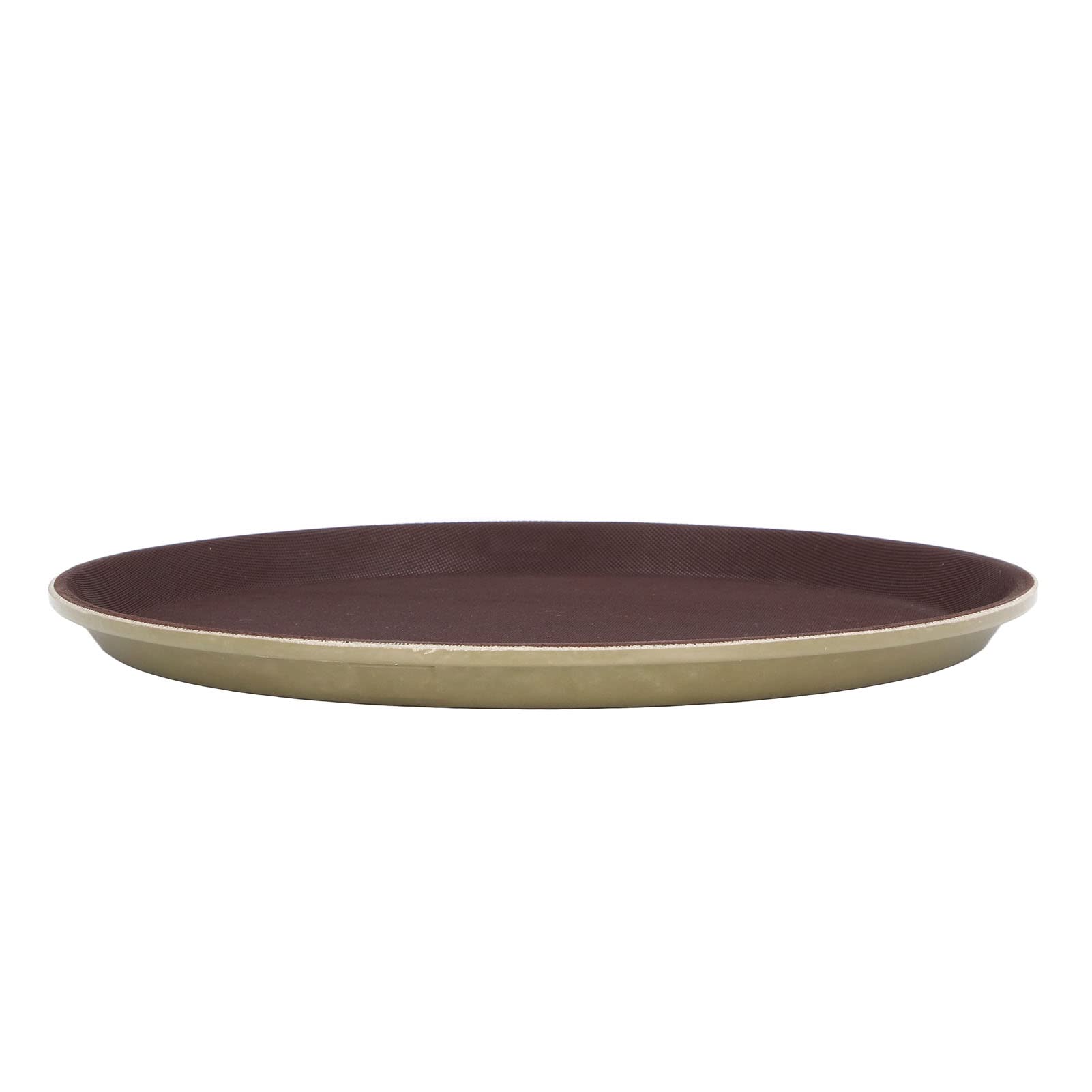 Bandeja redonda para servir con base de goma antideslizante, resistente al calor, para alimentos fríos y calientes, apilable, bar, cafetería, bandeja para servir, 40 cm, diseño de fibra de vidrio