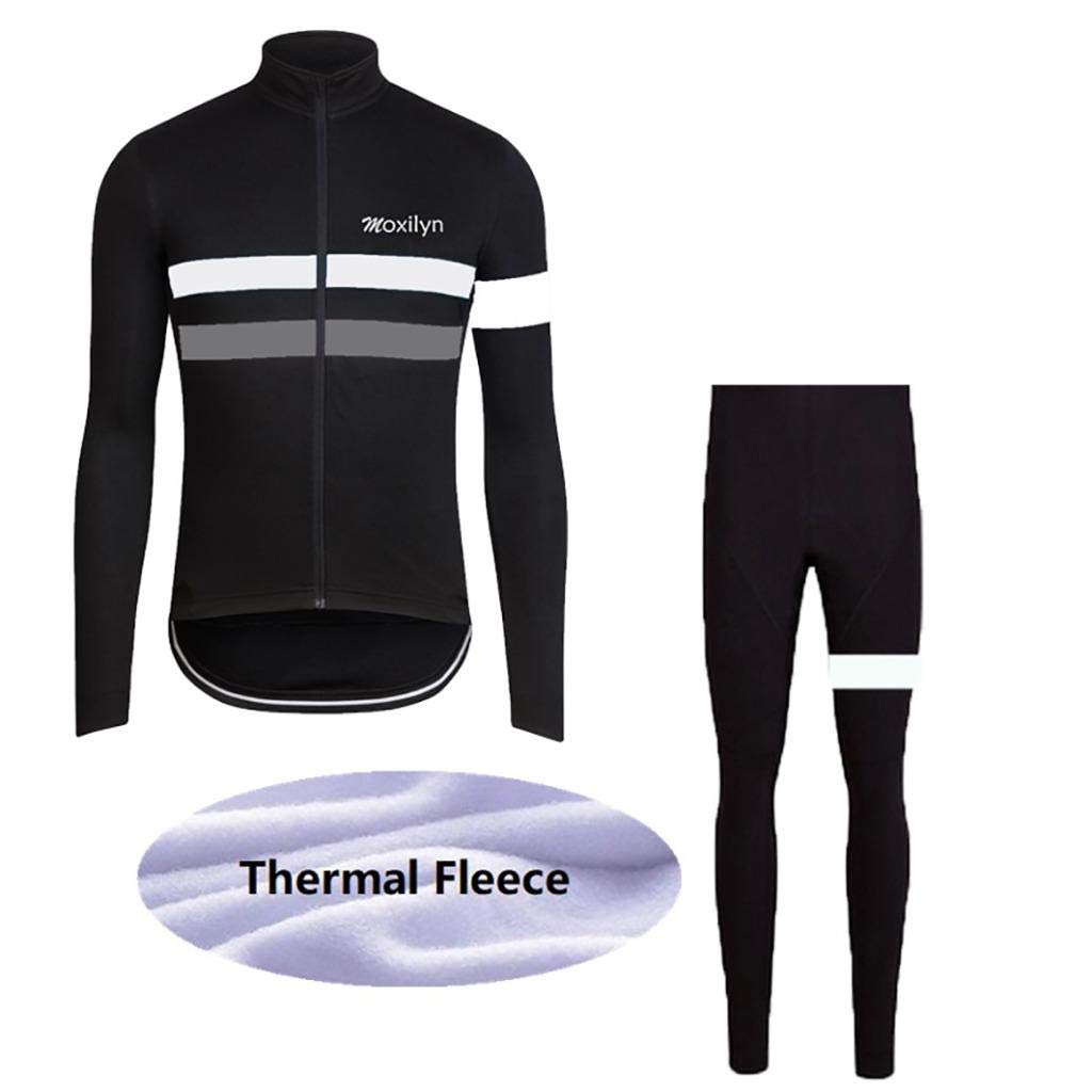 Moxilyn Abbigliamento Ciclismo Set,Autunno/Inverno Vello Maglia Con Lunghe Maniche Tuta+Pantaloni Lunghi di,Cuscino Gel 9D,MTB Anteriore Manica Lunga Bicicletta, Abbigliamento Sportivo per Bicicletta