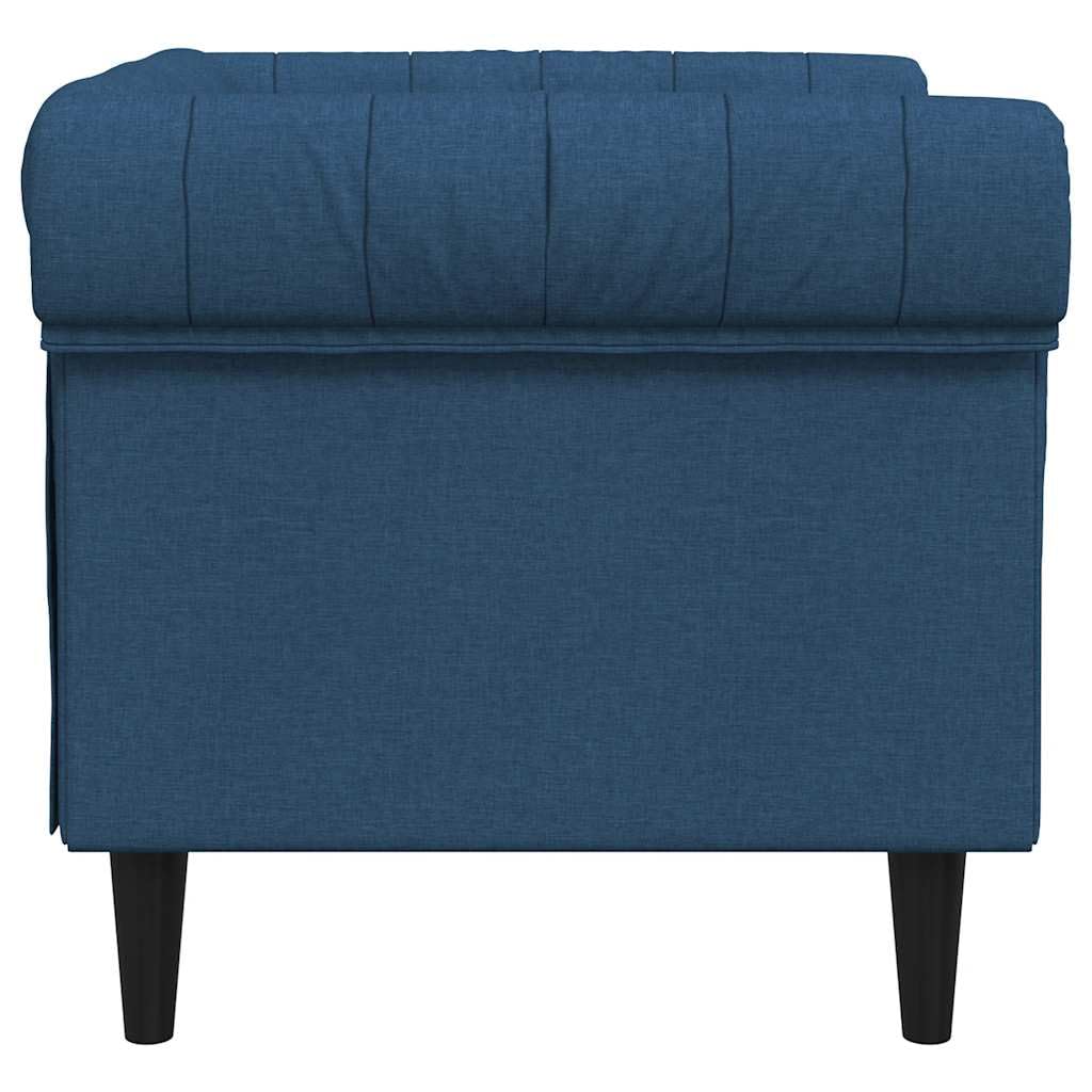 Poltrona Chesterfield in tessuto blu, con imbottitura in schiuma, 78,5 x 74,5 x 74,5 cm, comoda poltrona lounge per soggiorno e camera degli ospiti, per rilassarsi e sedersi