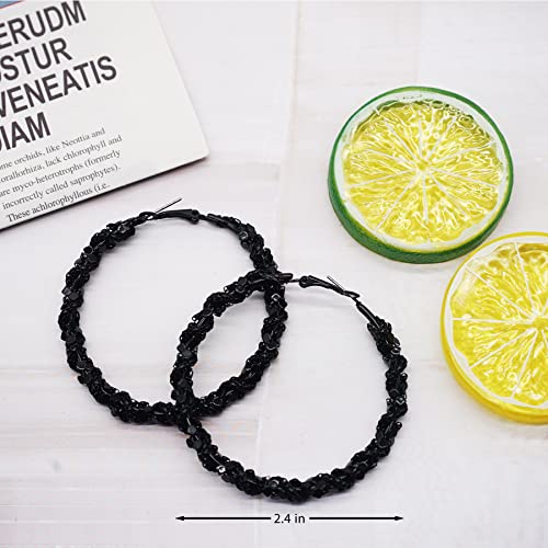 Black Hoop Earrings For Women Statement Oval Dangle Hoops Earrings Chunky Stainless Steel Black Cubic Hoop Earrings For Women Dainty Trendy Hypoallergenic Big Studs Earrings Jewelry3