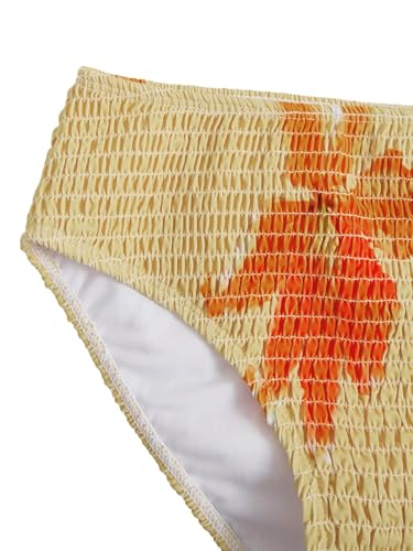 Image of RoseSeek Girl's Tie Dye Smocked 2 Piece Swimwear Sets Backless Halter Bikini Cute Brief Bathing Suit