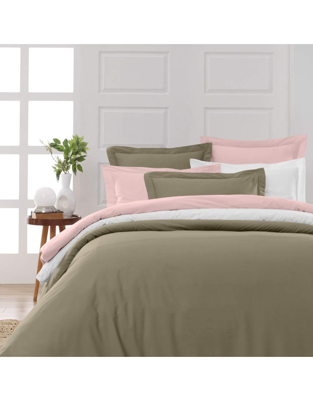 Home Cassiopee tr80pe-tau Bolster Cover 80 Count Percale Taupe 45 x 185 cm, 45x185 x cm - Image 4
