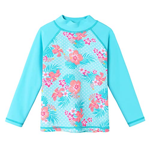 Image of Girls Two Piece Swimsuit Long Sleeve Floral Bathing Suit UPF 50+ Summer Beach Swimwear