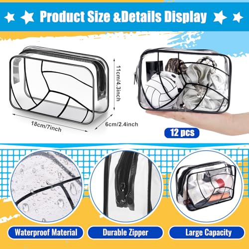 24 Pcs Volleyball Gifts for Teen Girls 12 Volleyball Makeup Bags with 12 Round Makeup Pocket Mirror, 7 x 4.7 x 2.4'' Volleyball Cosmetic Bag Sport Gifts for Women Players Fans (volleyball)4