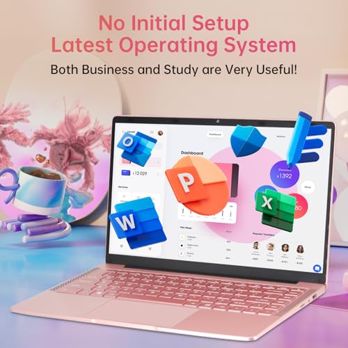 Image of 14 inch Laptop IPS Display,Celeron J4105 CPU(Up to 2.5Ghz),4 Core PC with Cooling Fan,1920 * 1080,Expand for Study (Rose Gold, 8GB+512GB SSD)