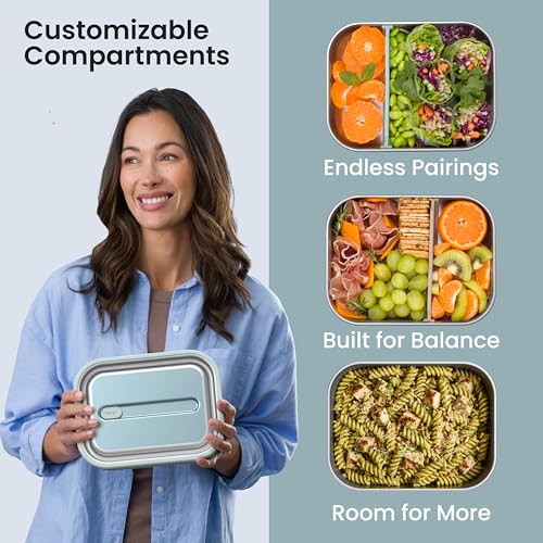 Image of Bentgo MicroSteel Leak-Proof Bento Lunch Box, Microwave & Oven-Safe
