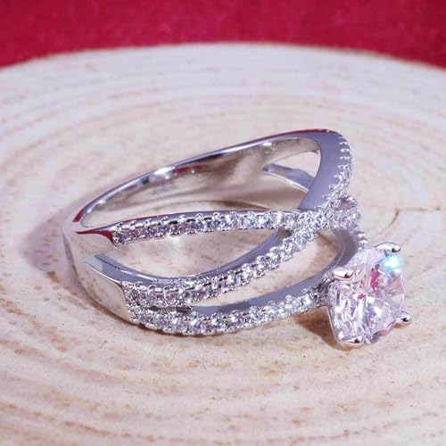 White Gold Plated White Cubic Zirconia Double Layer Winding Engagement Rings Wedding Bridal Band Promise Rings Evening Parties Anniversary Valentine's Day Gifts Eternity Bands for Women2