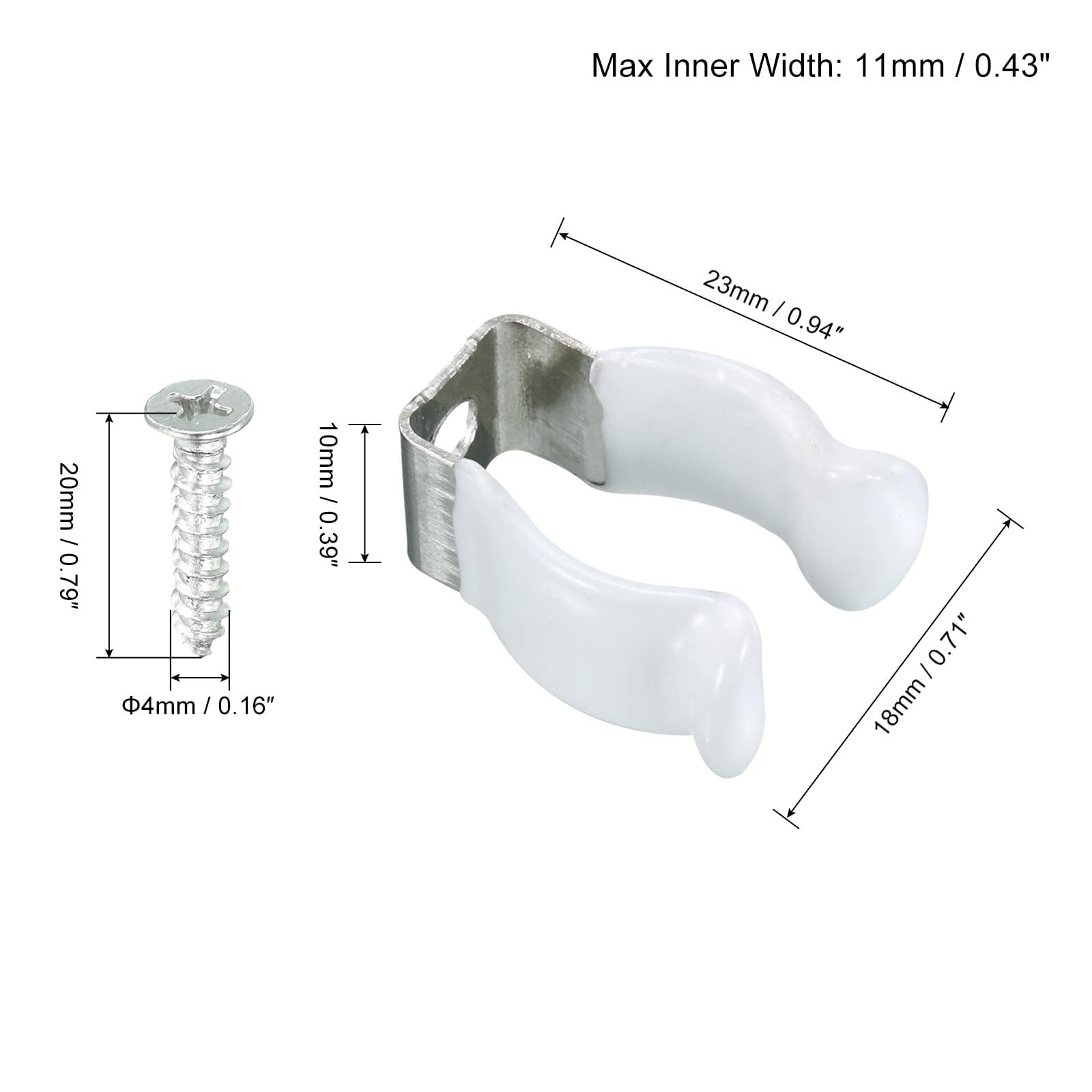 TOP-VIGOR 10 Stuks T8 U-clips Beugelset – Roestvrij Staal, Voor LED-buisbevestiging, Inclusief Schroeven, Veelzijdig Inzetbaar