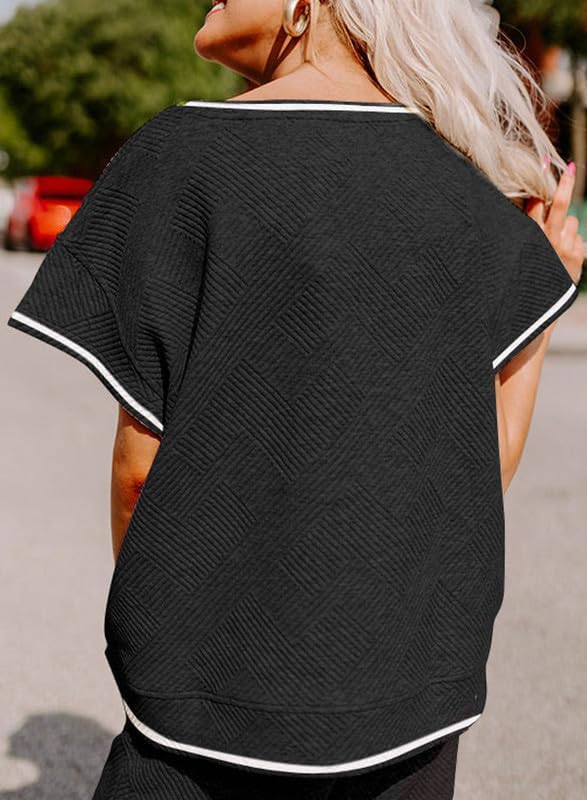 SHEWIN Women's 2 Piece Outfits Sweatsuit Casual Short Sleeve Pullover Tops and Drawstring Wide Leg Pants Lounge Sets4