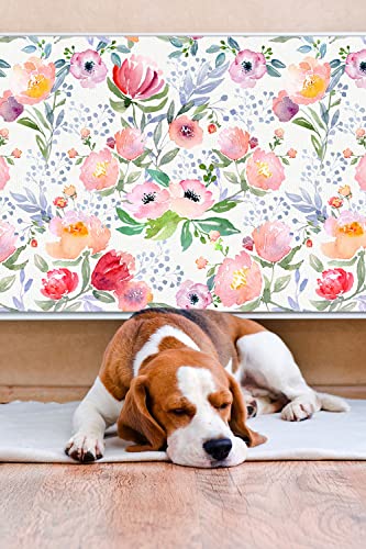 Cache aération magnétique vert Decormat 90x60cm fleurs pastels - 5
