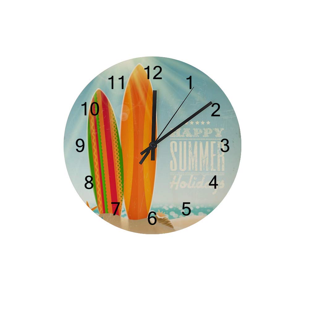 Horloge murale en bois ronde silencieuse Chehong pour salon et bureau