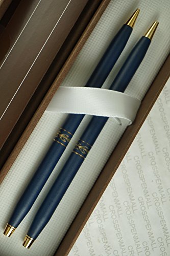Cross Century Classic Made in USA Matte Blue and 14KT Gold Appointments Ladies Line Pen and 0.5mm Pencil Set