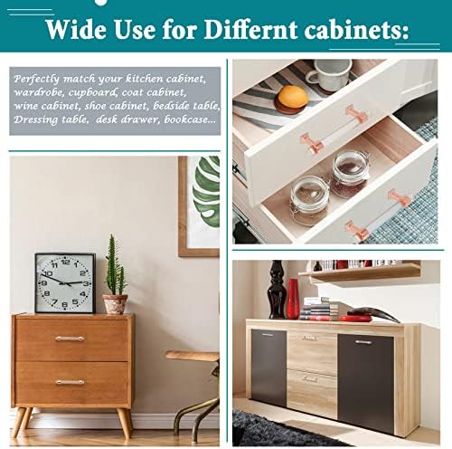 Miniatura 6 de Orger - Paquete de 5 tiradores de acrílico transparente para cajones de cocina, centros de agujeros de 4 pulgadas, manijas de cajón con acabado oro