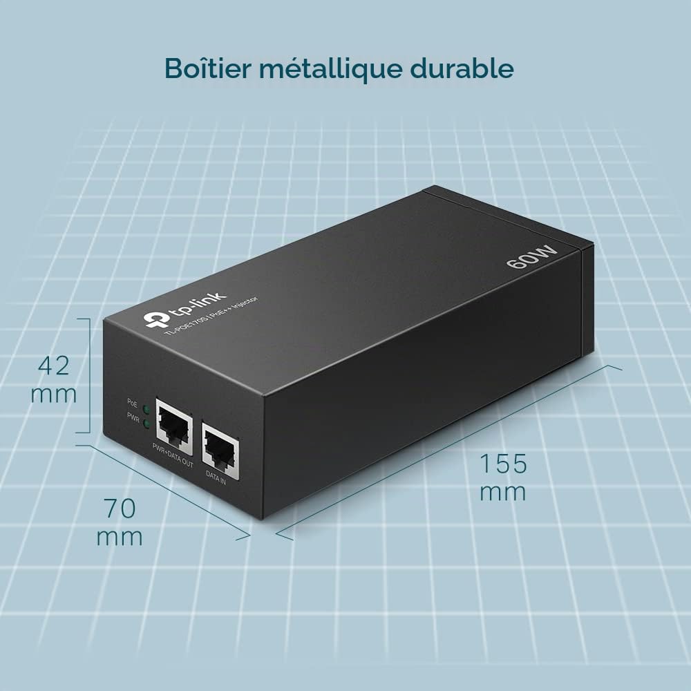 TP-Link TL-POE170S V2 - Injecteur PoE - Gigabit - AC 100-240 V - 60 Watt - Connecteurs de Sortie: 1