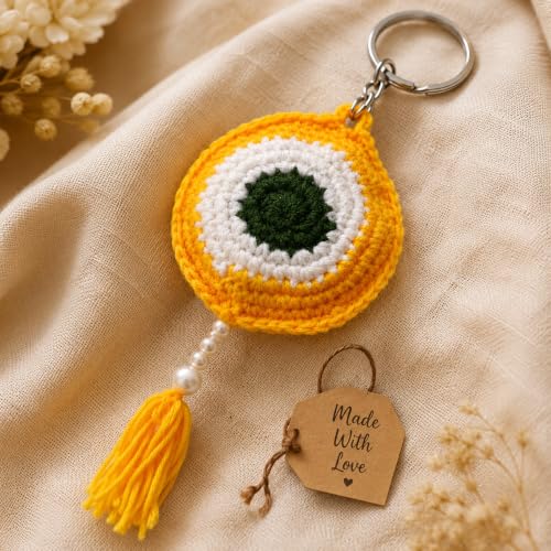 Image of Handmade Crochet Keychain Flower Design