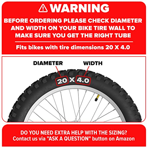 Ultraverse 20 X 4.0 Inner Tube Set With Schrader Valve - Ideal For Mountain Bikes & E-Bikes With 20-Inch Fat Tires - Durable & Reliable Performance- 2 Pack With Tire Levers #TOP1