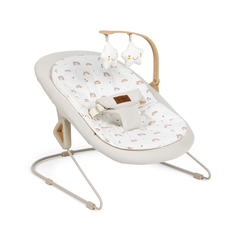 Jané Light, Hamaca para Bebé Desde 0 Meses, Hamaca Mecedora Ultraligera con Balanceo Natural, Barra de Actividades y Reductor, Tapizado Lavable, Beige