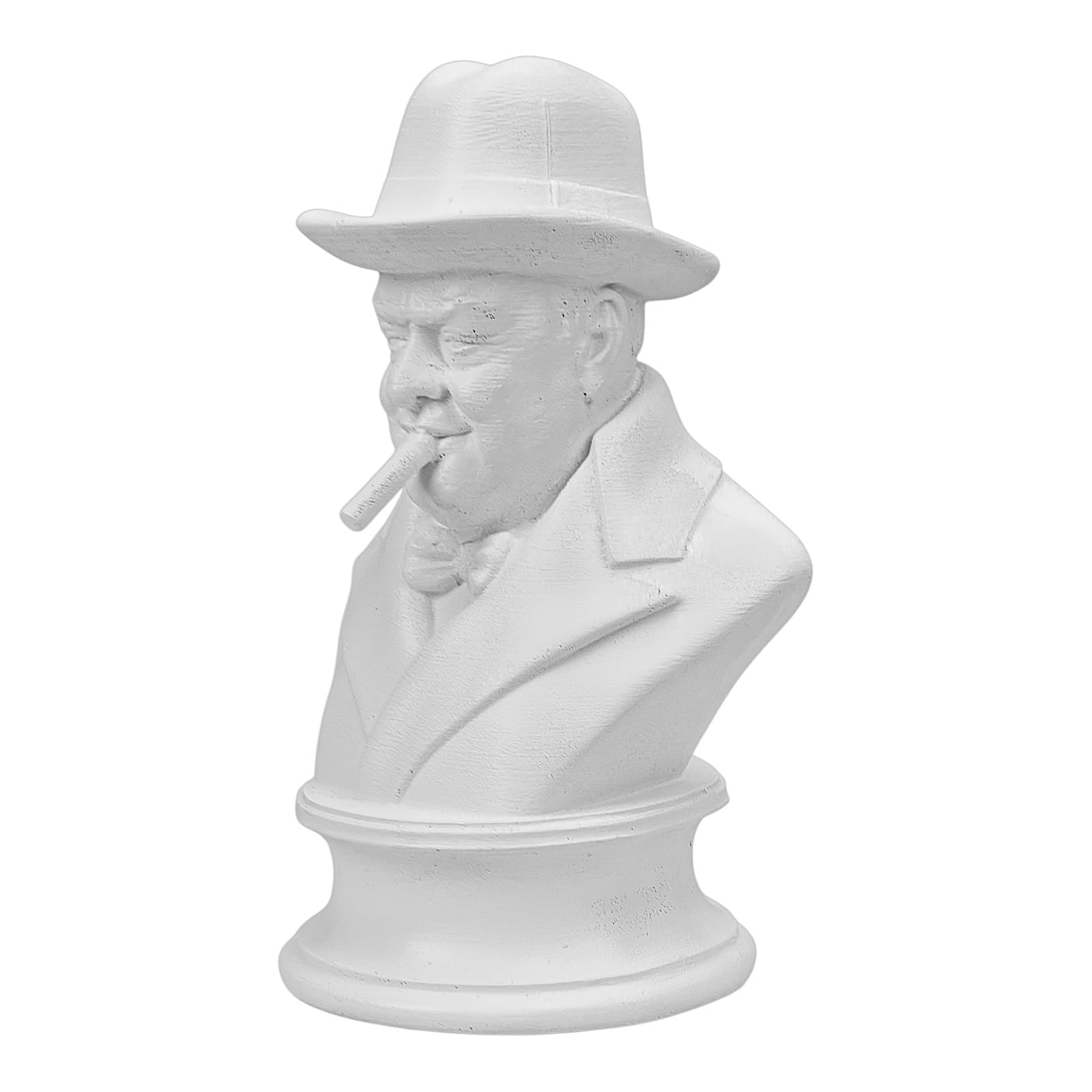 Winston Churchill popiersie statuetka brytyjskiego premiera cygaro rzeźba biały kolor twardy tynk ręcznie wykonany w Grecji historyczna dekoracja 18 cm