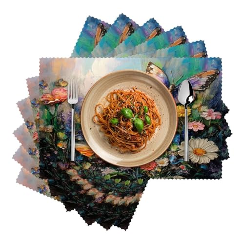 Lot de 6 sets de table antidérapants papillon 30x45 cm - 3