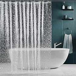 Cortina Plastico Ducha SPARIN Cortina de Ducha antimoho 180x180cm, Cortina de Ducha de baño Transparente EVA, antibacteriana, Impermeable, con 12 Ganchos de plástico