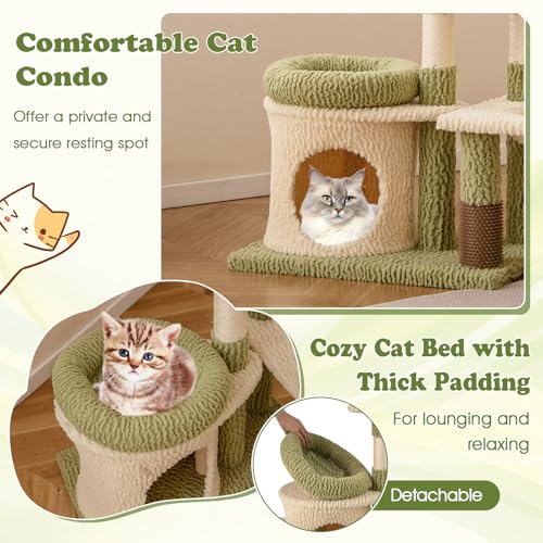 Tangkula Torre para Gatos Verde Multi-Nivel con Rascadores y Hamaca miniatura 4