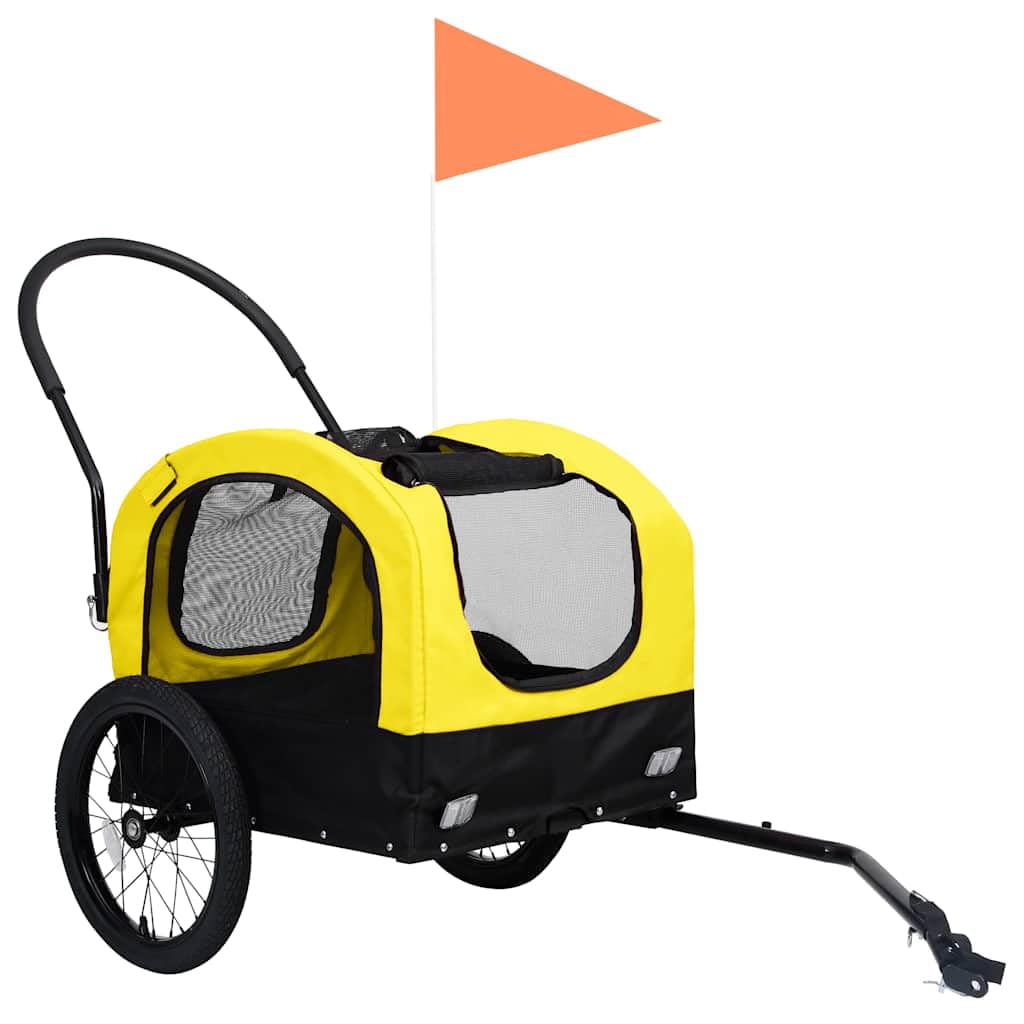 En remolque de bicicleta para perros y cochecitos, carrito de mascotas de tela Oxford con marco de acero, rueda delantera de grado, acoplamiento rápido, plegable para paseo, ciudad y parque