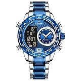 NAVIFORCE Watch for Men Dual Display Digital Quartz Watches Multifunctional Business Stainless Steel Wristwatch