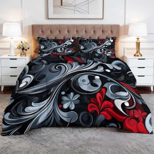 XCQHZYQ Edredon Nordico Cama 105 Decorativo Floral Patrón, Colcha Infantil Relleno Nordico 180x220 cm de Microfibra, Edredón 4 Estaciones Reversible Plata, con 2 Fundas de Almohada 50x75 cm