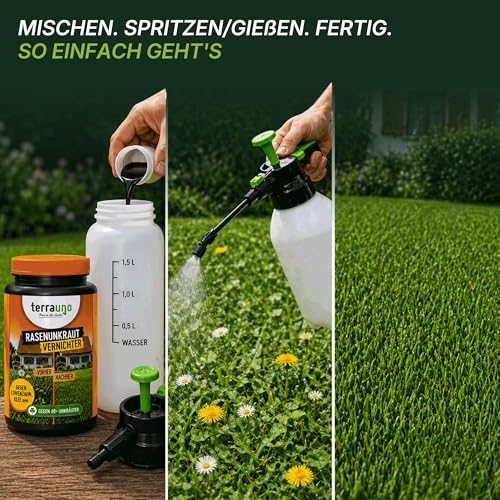 TerraUno Unkrautvernichter Rasen 100 ml, Flüssiges Unkrautvernichtungsmittel extra stark, gegen über 40 Unkräuter… – Ansicht 4