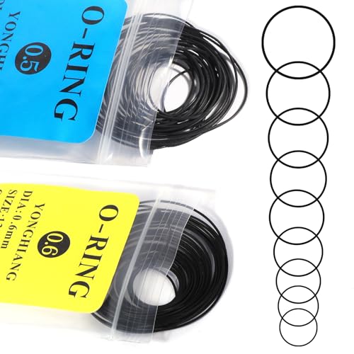 Gtziqa O Ring Watch Gasket, 53 Pcs 0.5/0.6 mm Waterproof Rubber Watch Seal Washers Replacement Watches Repair Tools for Watches Back Cover