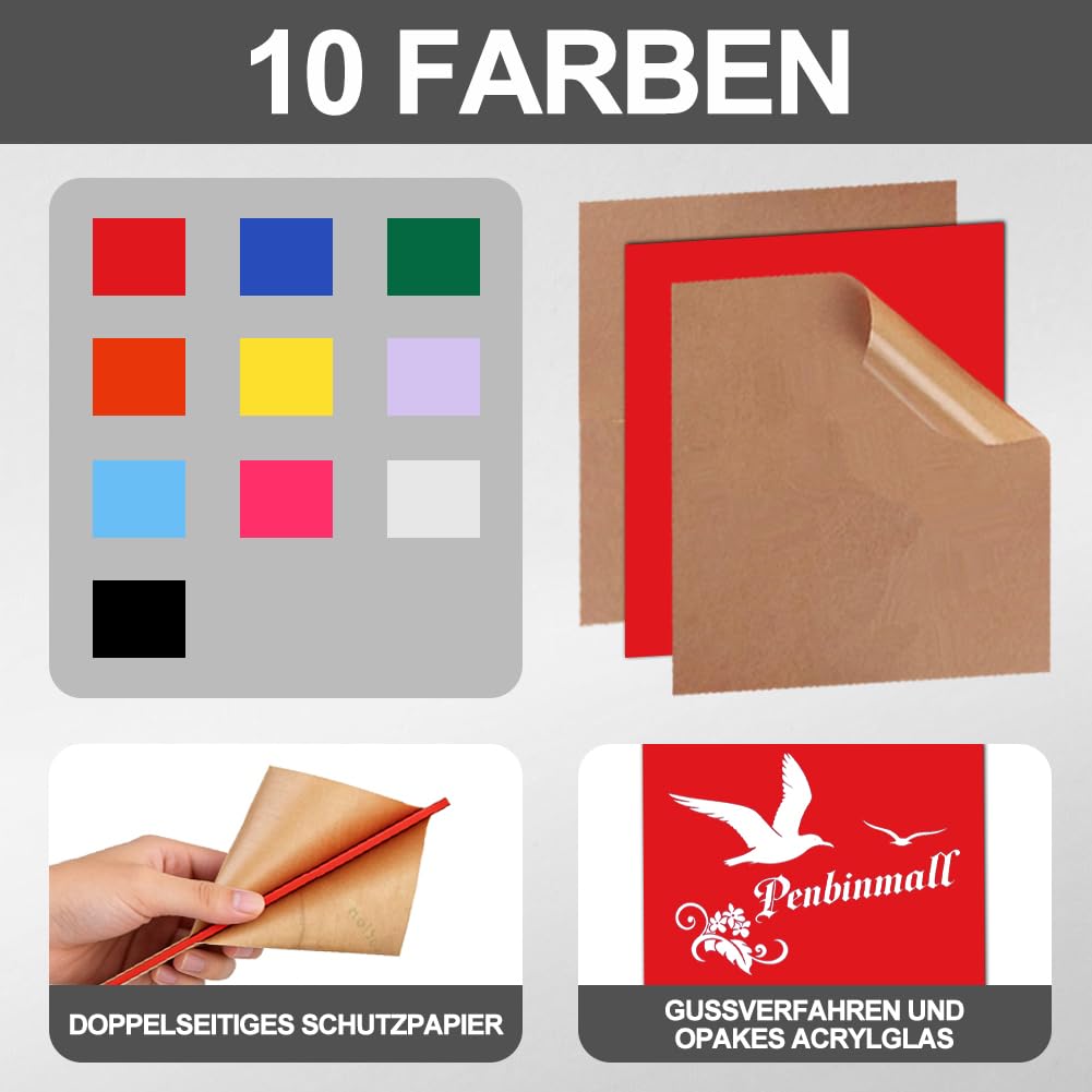 Płyty akrylowe, 10 artykułów, 30,5 x 30,5 cm, płyty żeliwne, kolorowe płyty do cięcia laserowego, przezroczyste płyty akrylowe, płyty z tworzywa sztucznego do szkła, DIY, malowania (10)