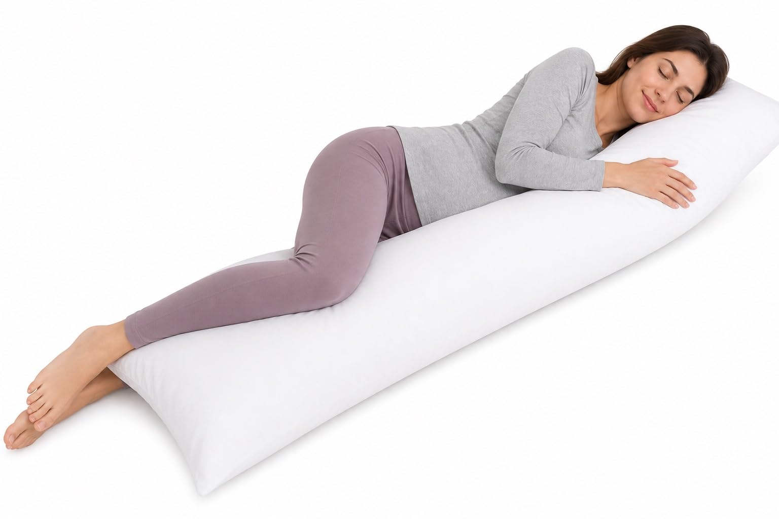 Haani Antiallergenic Hollow Fibre Filled Bolster Pillow With Free Pillow Case (WHITE, 3 FEET)