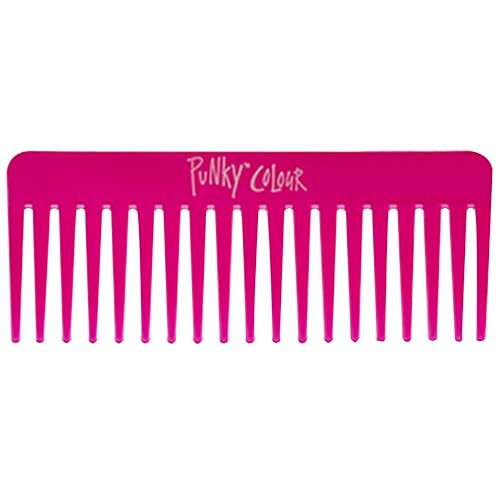 Punky Peine de dientes anchos para mujer, color rosa, peine desenredante, sin mango, para cabello húmedo, seco y rizado