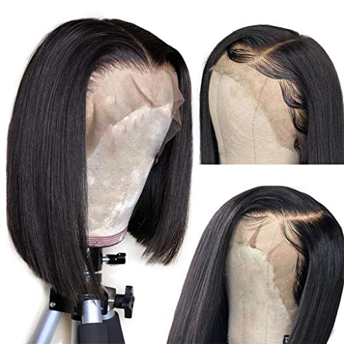 13x6 Short Lace Front Wigs Human Hair 150% Density Pre Plucked with Baby Hair Brazilian Straight Bob Lace Frontal Wig For Black Women 8inch
